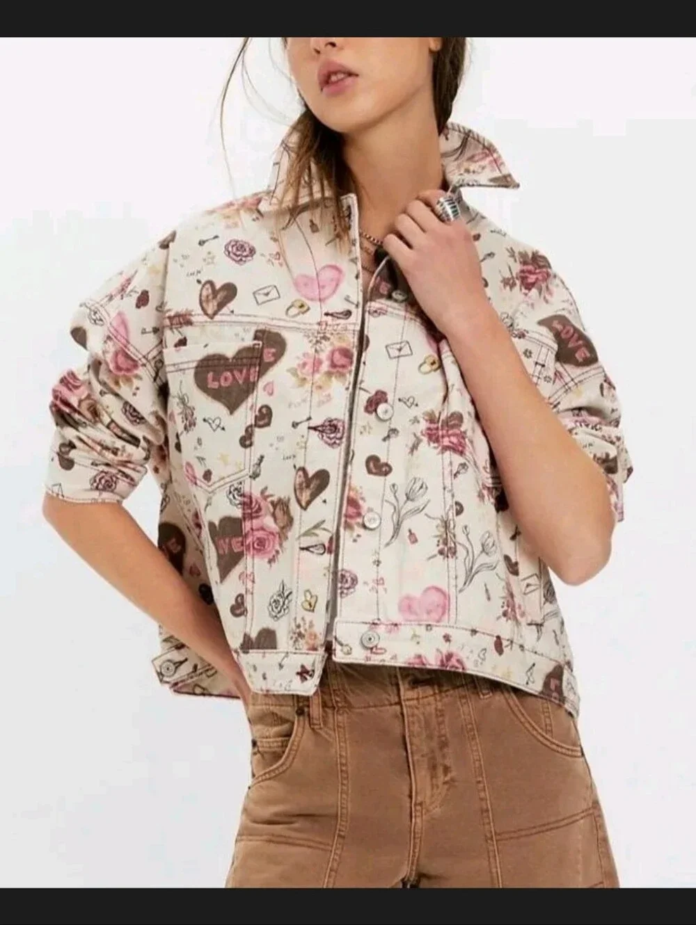 Sold Out BNWT We The Free Opal Swing Printed Denim Jacket Size XS -  Retail $189 - Picture 2 of 6